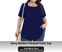 Load image into Gallery viewer, Preorder! Closes 10/30. ETA Jan. Navy Modern Pleated Tunic Top