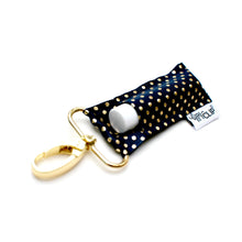 Load image into Gallery viewer, Gold Dots on Navy LippyClip® Lip Balm Holder