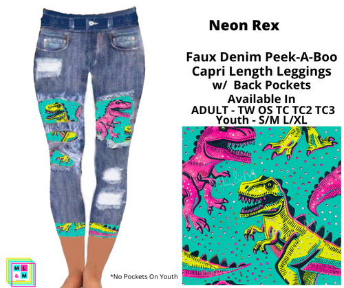 Neon Rex Faux Denim Peekaboo Capris By ML&M