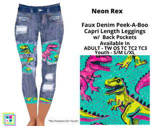 Neon Rex Faux Denim Peekaboo Capris By ML&M