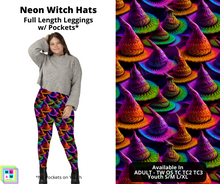 Load image into Gallery viewer, Neon Witch Hats Full Length Leggings w/ Pockets