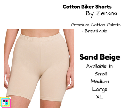 Cotton Biker Shorts - Sand Beige