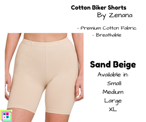 Cotton Biker Shorts - Sand Beige