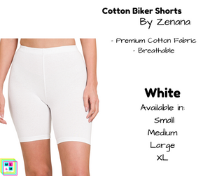 Cotton Biker Shorts - White