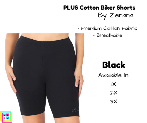 PLUS Cotton Biker Shorts - Black