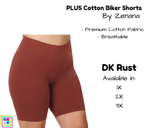 PLUS Cotton Biker Shorts - DK Rust