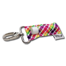 Load image into Gallery viewer, Pink and Purple Plaid LippyClip® Lip Balm Holder