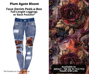 Preorder! Closes 10/28. ETA Dec. Plum Agate Bloom Faux Denim Peekaboo Full Length