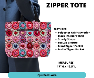 Preorder! Closes 12/4. ETA Feb. Quilted Love Zipper Tote