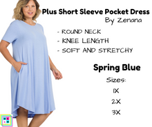 Load image into Gallery viewer, PLUS Short Sleeve Pocket Dress - Spring Blue