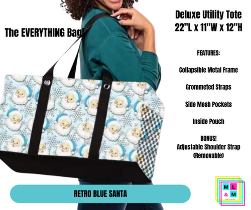 Retro Blue Santa Collapsible Tote by ML&M