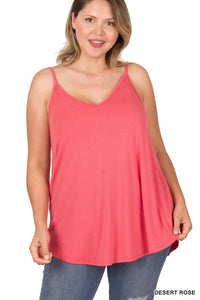 PLUS V-Neck/Scoop Neck Reversible Cami - Desert Rose