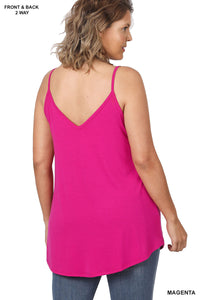 PLUS V-Neck/Scoop Neck Reversible Cami - Magenta