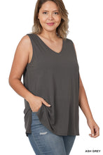 Load image into Gallery viewer, PLUS Sleeveless Side Slit Top - Ash Grey