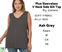 Load image into Gallery viewer, PLUS Sleeveless Side Slit Top - Ash Grey