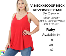 Load image into Gallery viewer, PLUS V-Neck/Scoop Neck Reversible Cami - Ruby