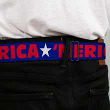Load image into Gallery viewer, 'MERICA Star USA Seatbelt Belt – World Cup 2026 Fan Gear (Blue/Red/White)