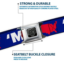 Load image into Gallery viewer, BD Wings Logo CLOSE-UP Full Color Black Silver Seatbelt Belt - 'MERICA/USA Silhouette Blue/White/Red Webbing