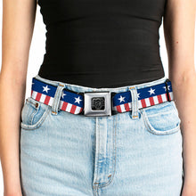 Load image into Gallery viewer, USA Stars &amp; Stripes 2 Seatbelt Belt – World Cup 2026 Edition (Blue/White/Red/White)