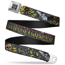 Load image into Gallery viewer, BD Wings Logo CLOSE-UP Full Color Black Silver Seatbelt Belt - Born to Raise Hell Gray Webbing