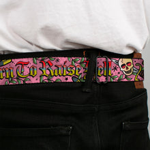 Load image into Gallery viewer, BD Wings Logo CLOSE-UP Full Color Black Silver Seatbelt Belt - Born to Raise Hell Pink Webbing