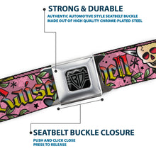 Load image into Gallery viewer, BD Wings Logo CLOSE-UP Full Color Black Silver Seatbelt Belt - Born to Raise Hell Pink Webbing