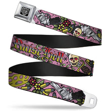 Load image into Gallery viewer, BD Wings Logo CLOSE-UP Full Color Black Silver Seatbelt Belt - Born to Raise Hell Pink Webbing