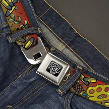 Load image into Gallery viewer, BD Wings Logo CLOSE-UP Full Color Black Silver Seatbelt Belt - Born to Raise Hell Red Webbing