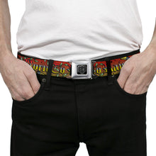 Load image into Gallery viewer, BD Wings Logo CLOSE-UP Full Color Black Silver Seatbelt Belt - Born to Raise Hell Red Webbing