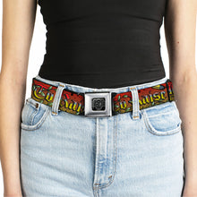 Load image into Gallery viewer, BD Wings Logo CLOSE-UP Full Color Black Silver Seatbelt Belt - Born to Raise Hell Red Webbing
