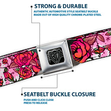 Load image into Gallery viewer, BD Wings Logo CLOSE-UP Full Color Black Silver Seatbelt Belt - Born to Blossom CLOSE-UP White Webbing
