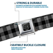 Load image into Gallery viewer, BD Wings Logo CLOSE-UP Full Color Black Silver Seatbelt Belt - Buffalo Plaid Black/Gray Webbing