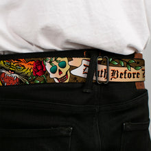 Load image into Gallery viewer, BD Wings Logo CLOSE-UP Full Color Black Silver Seatbelt Belt - Death Before Dishonor Olive Webbing
