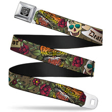 Load image into Gallery viewer, BD Wings Logo CLOSE-UP Full Color Black Silver Seatbelt Belt - Death Before Dishonor Olive Webbing