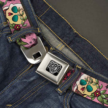 Load image into Gallery viewer, BD Wings Logo CLOSE-UP Full Color Black Silver Seatbelt Belt - Death Before Dishonor Pink Webbing