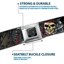 Load image into Gallery viewer, BD Wings Logo CLOSE-UP Full Color Black Silver Seatbelt Belt - Dead Men Tell No Tales Gray Webbing