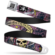 Load image into Gallery viewer, BD Wings Logo CLOSE-UP Full Color Black Silver Seatbelt Belt - Dead Men Tell No Tales Pink Webbing