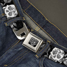 Load image into Gallery viewer, BD Wings Logo CLOSE-UP Full Color Black Silver Seatbelt Belt - Death Before Dishonor Black/White Webbing