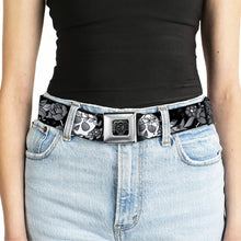 Load image into Gallery viewer, BD Wings Logo CLOSE-UP Full Color Black Silver Seatbelt Belt - Death Before Dishonor Black/White Webbing