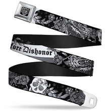 Load image into Gallery viewer, BD Wings Logo CLOSE-UP Full Color Black Silver Seatbelt Belt - Death Before Dishonor Black/White Webbing