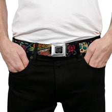 Load image into Gallery viewer, BD Wings Logo CLOSE-UP Full Color Black Silver Seatbelt Belt - Death Before Dishonor CLOSE-UP Black Webbing