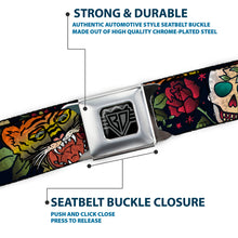 Load image into Gallery viewer, BD Wings Logo CLOSE-UP Full Color Black Silver Seatbelt Belt - Death Before Dishonor CLOSE-UP Black Webbing