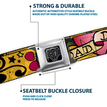 Load image into Gallery viewer, BD Wings Logo CLOSE-UP Full Color Black Silver Seatbelt Belt - Dad &amp; Dad Yellow Webbing
