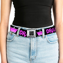 Load image into Gallery viewer, BD Wings Logo CLOSE-UP Full Color Black Silver Seatbelt Belt - DRAMA QUEEN Black/Fuchsia Webbing