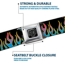Load image into Gallery viewer, BD Wings Logo CLOSE-UP Full Color Black Silver Seatbelt Belt - Flames Black/Blue/Pink Webbing