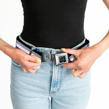 Load image into Gallery viewer, BD Wings Logo CLOSE-UP Full Color Black Silver Seatbelt Belt - Flag Asexual Black/Gray/White/Purple Webbing
