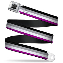 Load image into Gallery viewer, BD Wings Logo CLOSE-UP Full Color Black Silver Seatbelt Belt - Flag Asexual Black/Gray/White/Purple Webbing