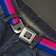 Load image into Gallery viewer, BD Wings Logo CLOSE-UP Full Color Black Silver Seatbelt Belt - Flag Bisexual Pink/Purple/Blue Webbing