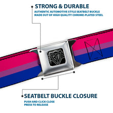 Load image into Gallery viewer, BD Wings Logo CLOSE-UP Full Color Black Silver Seatbelt Belt - Flag Bisexual Pink/Purple/Blue Webbing