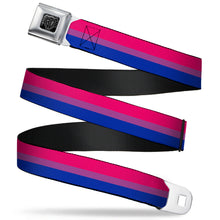 Load image into Gallery viewer, BD Wings Logo CLOSE-UP Full Color Black Silver Seatbelt Belt - Flag Bisexual Pink/Purple/Blue Webbing
